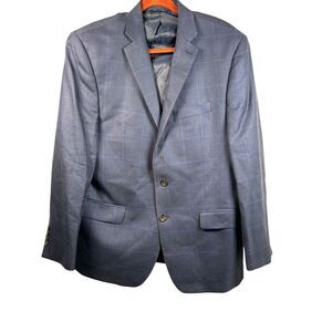 RRL Ralph Lauren Mens 44R   Blue Glen Plaid Wool Silk Blend Sport Coat Work‎